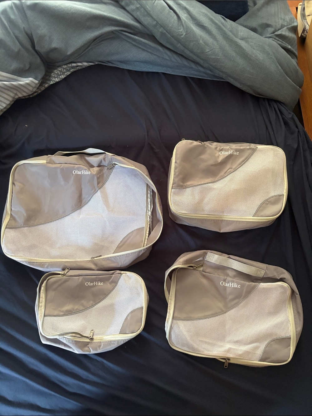 Grey Packing Cube Set - 4 Piece Travel Organizer